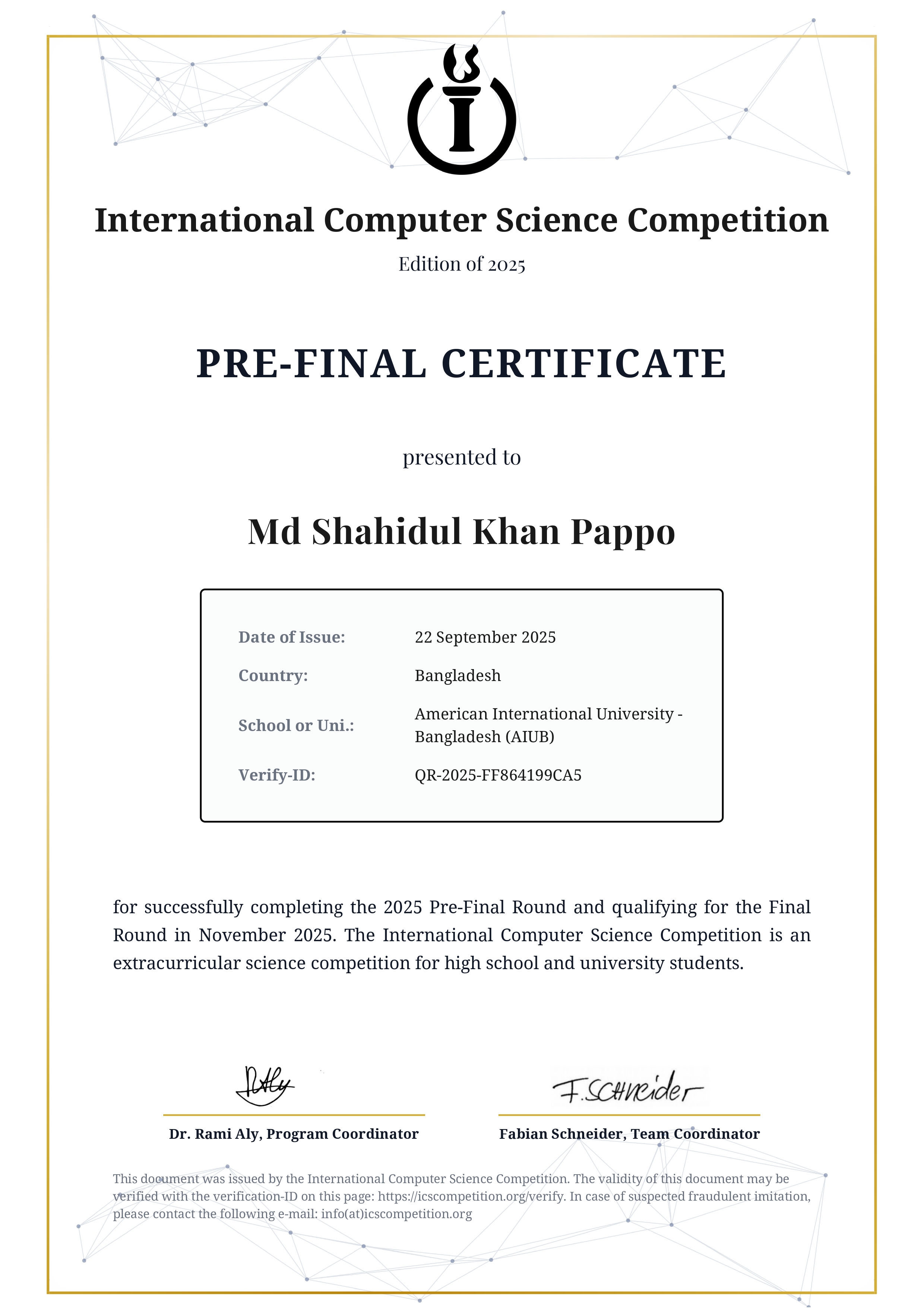 ICSC Pre-Final Round