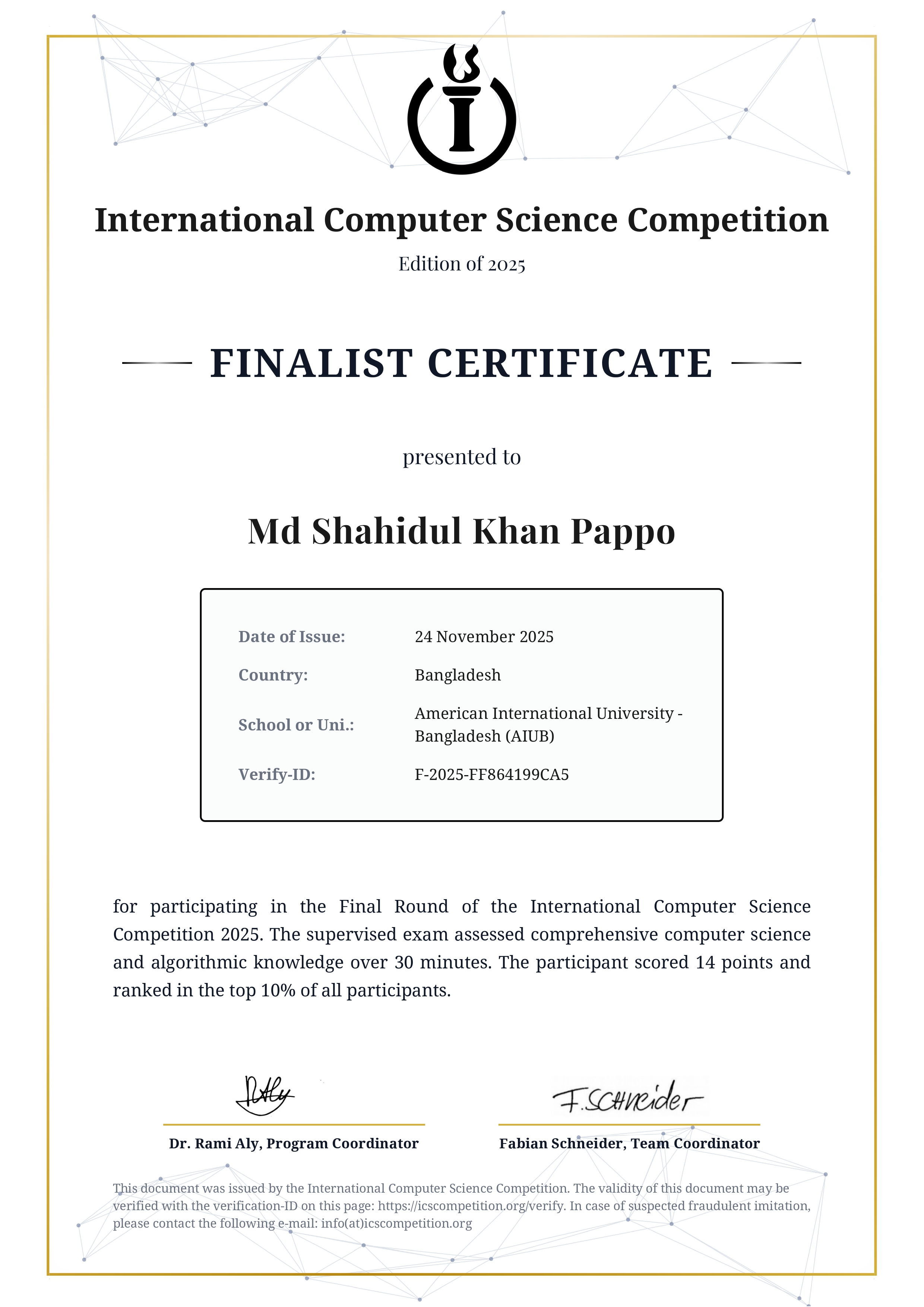 ICSC 2025 Finalist